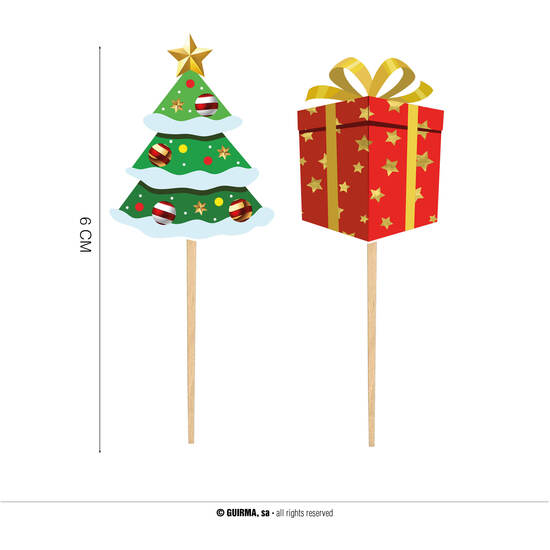 12 PCS PALILLOS DECORATIVOS ARBOL 6 CM PAPEL image 0