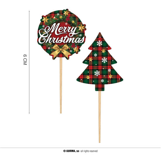 12 PCS PALILLOS DECORATIVOS CHRISTMAS 6 CM PAPEL image 0
