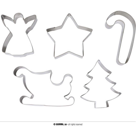 SET 5 MOLDES GALLETAS METALICOS SURTIDOS ARBOL image 0