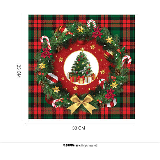 BOLSA 20 SERVILLETAS ARBOL DE NAVIDAD 16.5X16.5 CM image 0