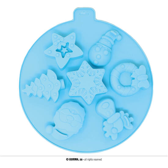MOLDE SILICONA PARA 7 GALLETAS BOLA ARBOL 24 CMS image 0