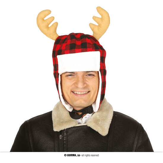 GORRO CUADROS CON CUERNOS 45 CMS. image 0
