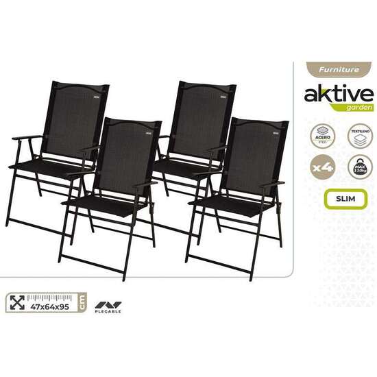 PACK DE 4 SILLAS JARDIN PLEGABLES 47X64X95 CM TEXTILENO 2X1 image 0