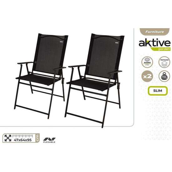 PACK DE DE 2 SILLAS JARDIN PLEGABLES 47X64X95 CM TEXTILENO 2X1 image 0