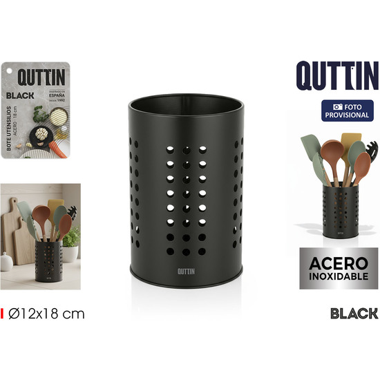 BOTE UTENSILIOS ACERO 18CM BLACK QUTTIN image 0