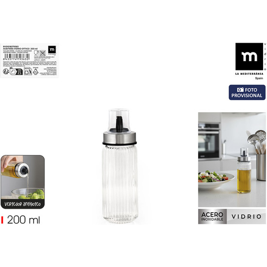 ACEITERA VIDRIO OTTICO 200ML LA MEDITERRANEA image 0