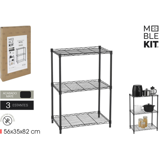 ESTANTERIA METAL 3 NIVELES BLACK MOBLEKIT image 0