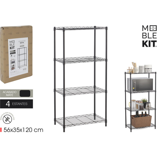ESTANTERIA METAL 4 NIVELES BLACK MOBLEKIT image 0