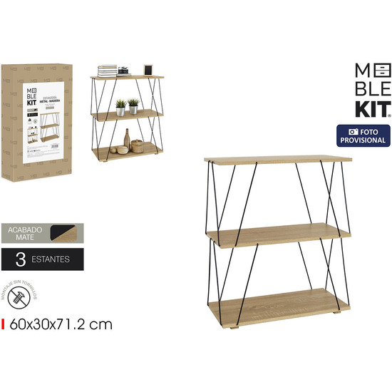 ESTANTERIA 3 NIV.METALMADERA BLACK MOBLEKIT image 0