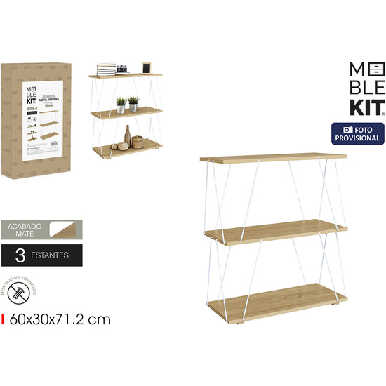 ESTANTERIA 3 NIV.METALMADERA WHITE MOBLEKIT image 0