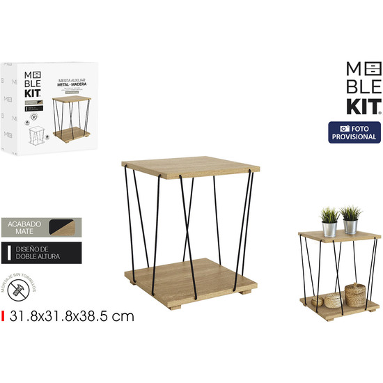 MESITA AUXILIAR MADERAMETAL BLACK MOBLEKIT image 0