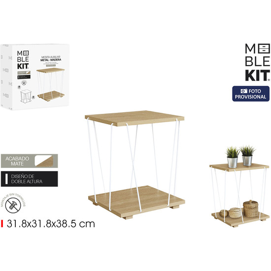 MESITA AUXILIAR MADERAMETAL WHITE MOBLEKIT image 0