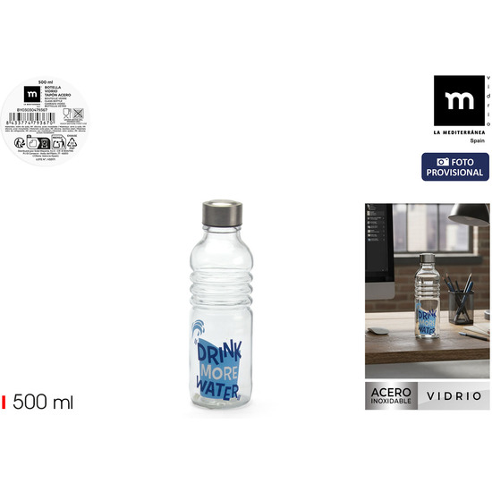 BOTELLA VIDR.DECORADA T/ACERO 500ML LA MEDITERRAN image 0