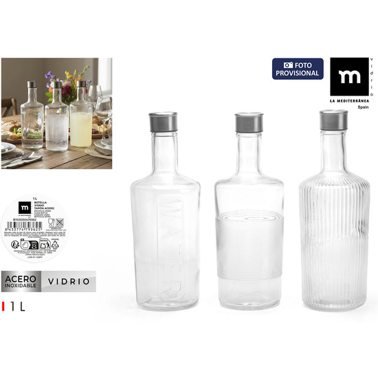 BOTELLA VIDRIO TRANSP.1L 3SURT LA MEDITERRANEA image 0