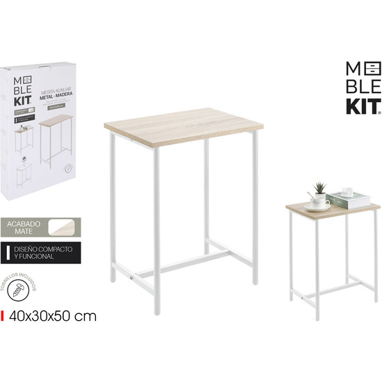 MESITA AUXILIAR MADERAMETAL WHITE MOBLEKIT image 0