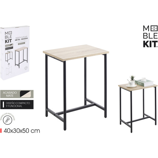 MESITA AUXILIAR MADERAMETAL BLACK MOBLEKIT image 0