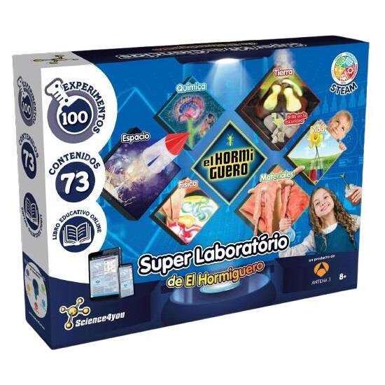 JUEGO SUPER LABORATORIO DE EL HORMIGUERO. 100 EXPERIMENTOS DIVERTIVOS Y LOCOS. 45X34X8 CM image 0