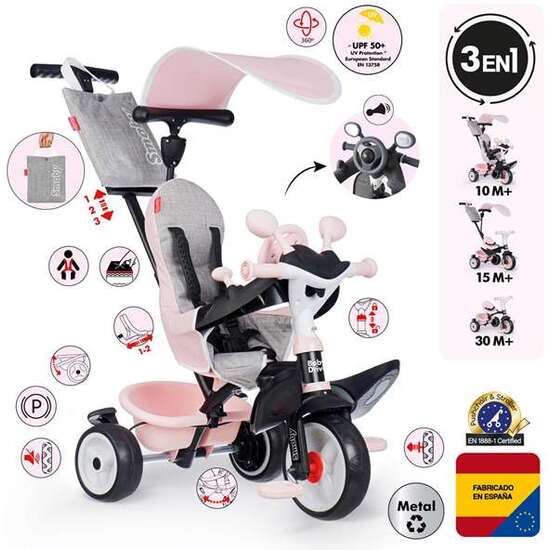 TRICICLO BABY DRIVER CONFORT ROSA image 1