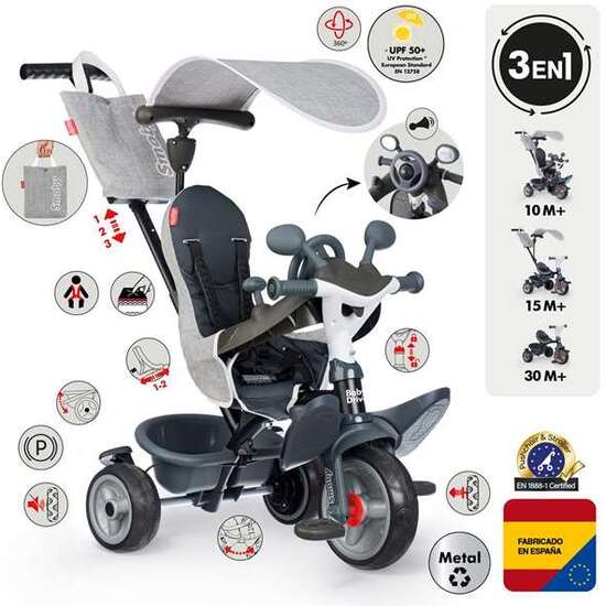 TRICICLO BABY DRIVE CONFORT GRIS image 1