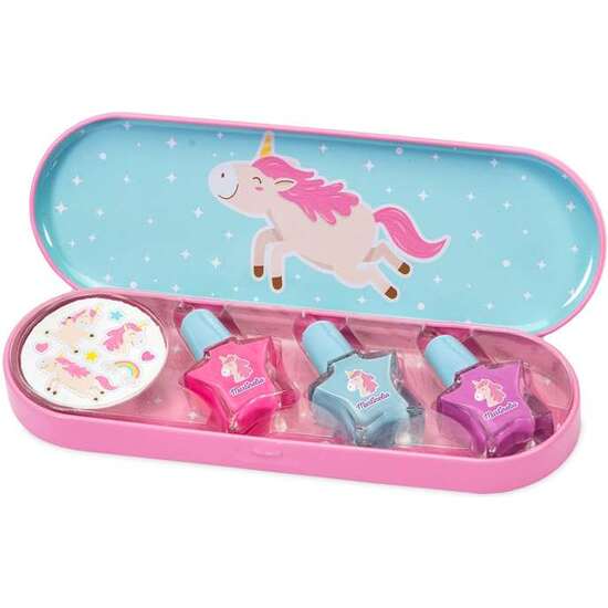 ESTUCHE MARTINELIA LITTLE UNICORNIO. INCLUYE 3 ESMALTES DE UÑAS, PEGATINAS Y CAJA DE HOJALATA. 14X19X13,5 CM image 0