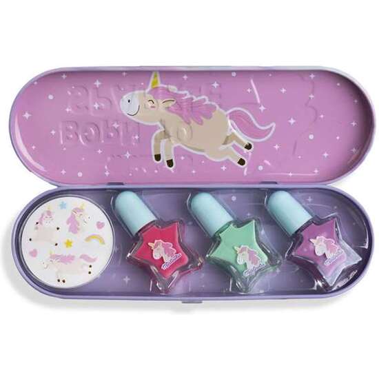 ESTUCHE MARTINELIA LITTLE UNICORNIO. INCLUYE 3 ESMALTES DE UÑAS, PEGATINAS Y CAJA DE HOJALATA. 14X19X13,5 CM image 3