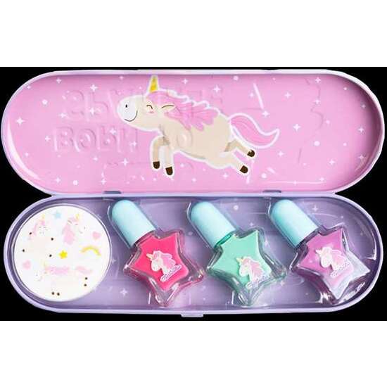 ESTUCHE MARTINELIA LITTLE UNICORNIO. INCLUYE 3 ESMALTES DE UÑAS, PEGATINAS Y CAJA DE HOJALATA. 14X19X13,5 CM image 4