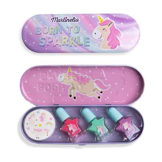 ESTUCHE MARTINELIA LITTLE UNICORNIO. INCLUYE 3 ESMALTES DE UÑAS, PEGATINAS Y CAJA DE HOJALATA. 14X19X13,5 CM image 5