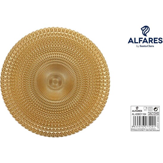 PLATO PRESENTACION VIDRIO Ø31CM ORO ALFARES image 0