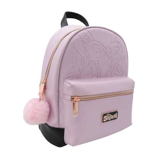 MOCHILITA PU ROSA STITCH PREMIUM CON BOLSILLO DELANTERO Y TRASERO.28 X 22 X 11 CM. image 0