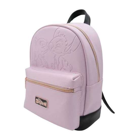 MOCHILITA PU ROSA STITCH PREMIUM CON BOLSILLO DELANTERO Y TRASERO.28 X 22 X 11 CM. image 1