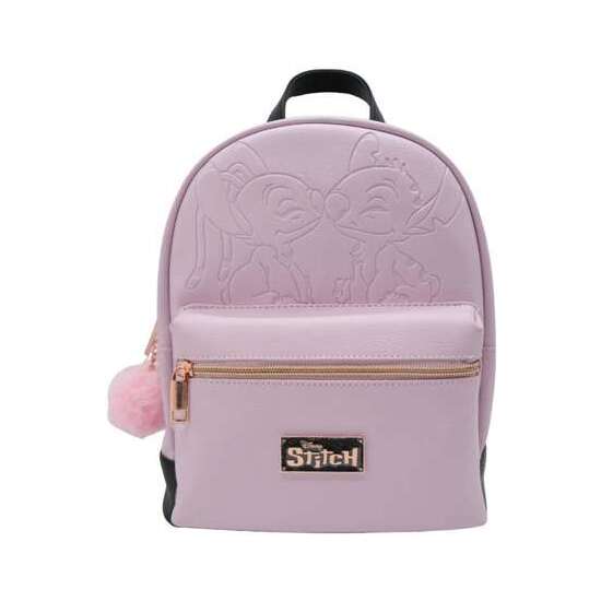 MOCHILITA PU ROSA STITCH PREMIUM CON BOLSILLO DELANTERO Y TRASERO.28 X 22 X 11 CM. image 3
