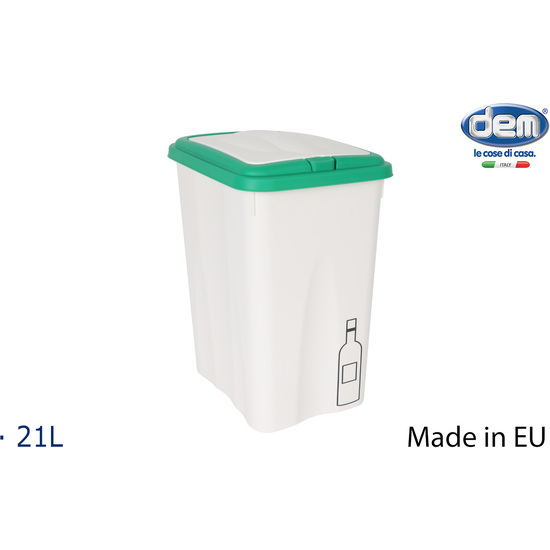 CUBO BASURA C/TAPA VERDE 21L image 0