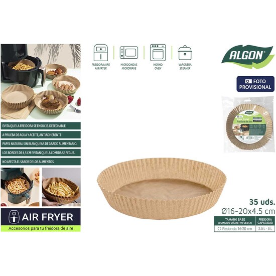 SET35 BASE PAPEL AIRFRYER RED.20CM ALGON image 0