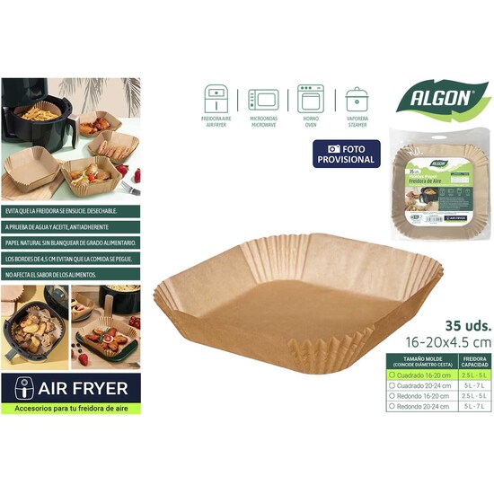 SET35 BASE PAPEL AIRFRYER CUAD20CM ALGON image 0