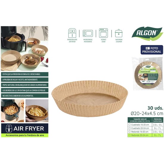 SET30 BASE PAPEL AIRFRYER RED.24CM ALGON image 0