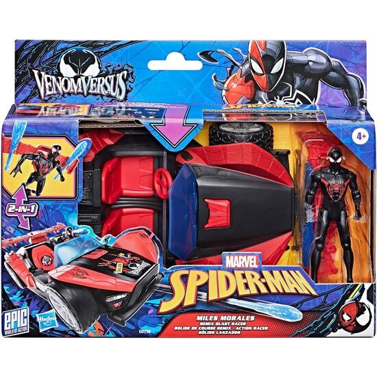 COCHE LANZADOR + FIGURA MILES MORALES VENOM VERSUS EPIC WORLD OF ACTION SPIDER-MAN MARVEL image 0