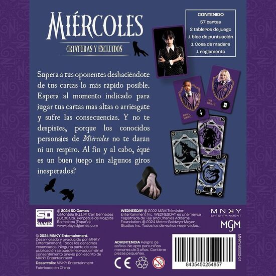 JUEGO DE CARTAS CRIATURAS Y EXCLUIDOS MIERCOLES WEDNESDAY ESPAÃ±OL image 3