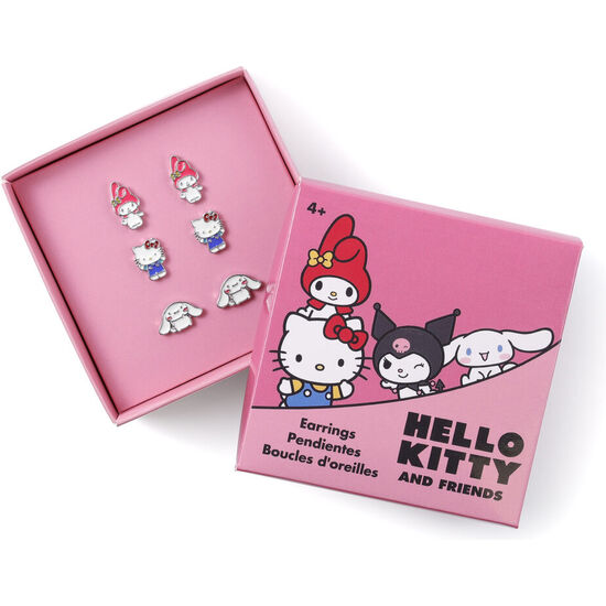 SET 3 PARES DE PENDIENTES HELLO KITTY AND FRIENDS PLATA image 1