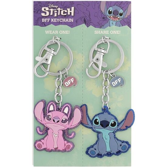 SET 2 LLAVEROS ANGEL &#38; STITCH DISNEY image 1