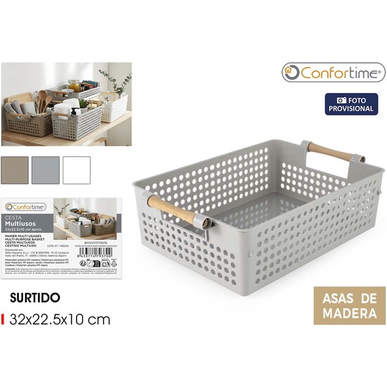 CESTA MULTIUSOS ASAS MADERA 32X22.5 CONFORTIME image 0