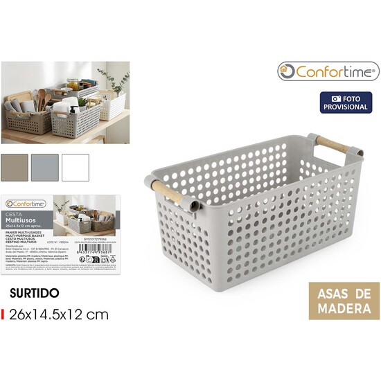 CESTA MULTIUSOS ASAS MADERA 26X14.5 CONFORTIME image 0