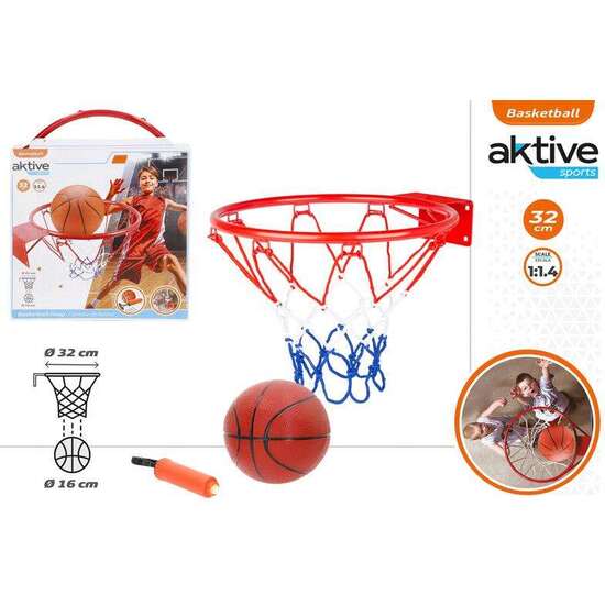 CANASTA DE BALONCESTO METAL DIAMETRO 32 CM. INCLUYE BALON. image 0