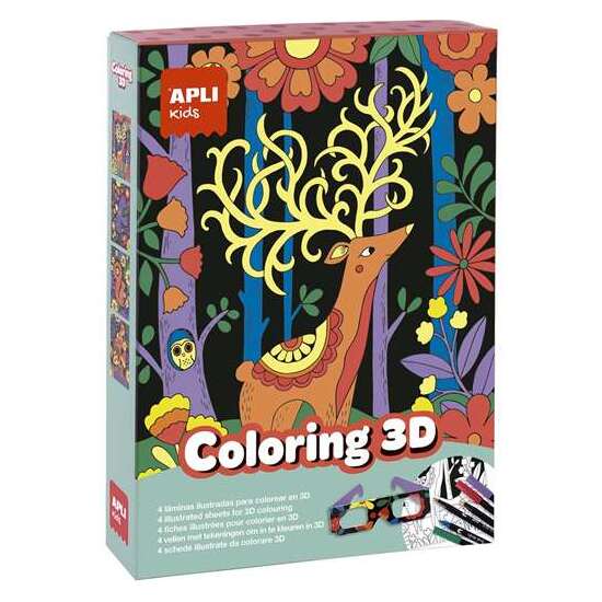 LAMINAS PARA COLOREAR COLORING 3D. COLOREA CON ROTULADORES Y OBSERVA CON LAS GASFAS EL EFECTO 3D. 19,3X5,5X26,4 CM image 0