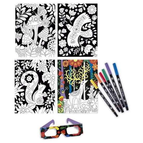 LAMINAS PARA COLOREAR COLORING 3D. COLOREA CON ROTULADORES Y OBSERVA CON LAS GASFAS EL EFECTO 3D. 19,3X5,5X26,4 CM image 1
