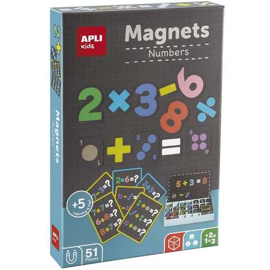 JUEGO MAGNÉTICO NÚMEROS. PARA INICIARSE EN MATEMÁTICAS DE MANERA DIVERTIDA. 51 IMANES DE NÚMEROS Y SIMBOLOS. 21X5,5X31 CM image 0