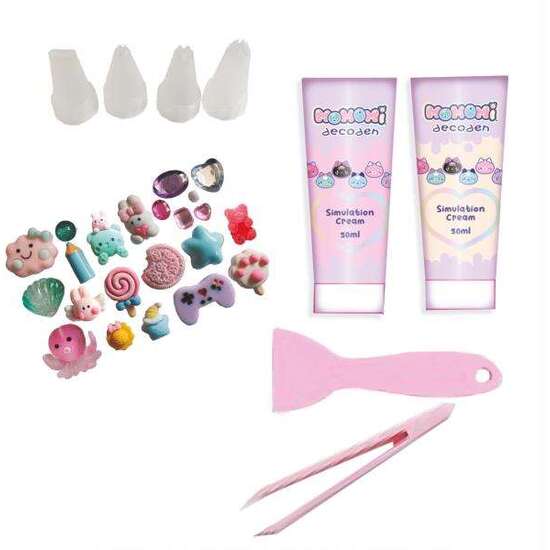 DECODEN STARTER PACK. PARA DECORAR LA FUNDA DE TU TELÉFONO CON CREMA. CONTIENE 2 CREMAS, BOQUILLAS, ESPÁTULA, PINZAS Y AMULETOS. 2 VERSIONES. image 3