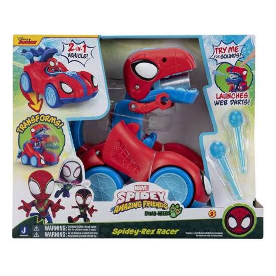 COCHE SPIDEY REX RACER 2 EN 1 ¡SE TRANSFORMA EN DINOSAURIO! LANZA DARDOS image 0