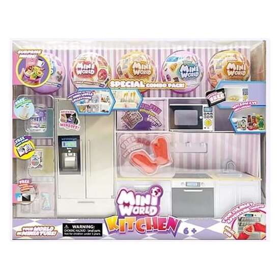 COCINA MINI WORLD PLAYSET CON 5 BOLAS.INCLUYE UN HORNO, MICROONDAS, FRIGORÍFICO, CONGELADOR Y DISPENSADOR DE HIELO, JUNTO CON 5 ACCESORIOS MÁS image 0