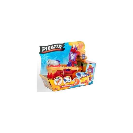 BARCO PIRATIX PIRATE SHIP CON SU CAPITAN, TESORO EXCLUSIVO Y MONEDA (SKY HUNTER O SEA CRUSHER) 15,7X20X7,4CM - MODELOS SURTIDOS image 0
