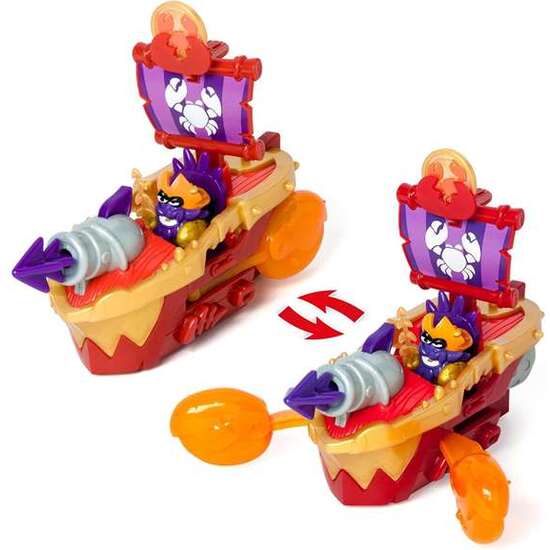BARCO PIRATIX PIRATE SHIP CON SU CAPITAN, TESORO EXCLUSIVO Y MONEDA (SKY HUNTER O SEA CRUSHER) 15,7X20X7,4CM - MODELOS SURTIDOS image 1